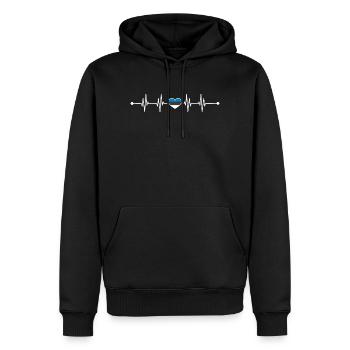 Estnische Flagge Heartbeat - Männer Premium Bio Hoodie - Schwarz - Vorne - Nico (187cm)