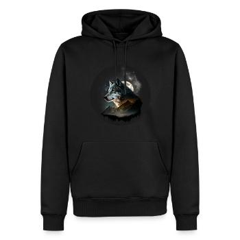 Mystic Wolf - Men’s Premium Organic Hoodie - black - Front - Nico (187cm)