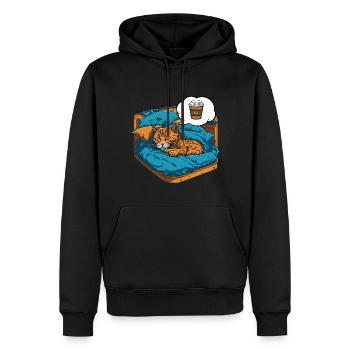 Katze träumt von Kaffee Comic Illustration - Männer Premium Bio Hoodie - Schwarz - Vorne - Nico (187cm)