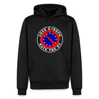 love europe hate the eu - Männer Premium Bio Hoodie - Schwarz - Vorne - Nico (187cm)