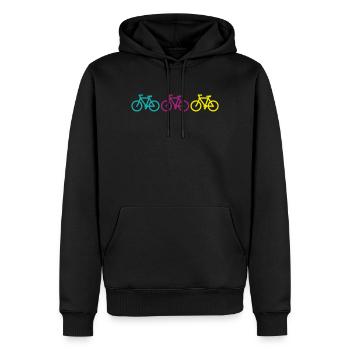 three bikes - Männer Premium Bio Hoodie - Schwarz - Vorne - Nico (187cm)
