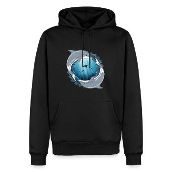 Delfine - Männer Premium Bio Hoodie - Schwarz - Vorne - Nico (187cm)
