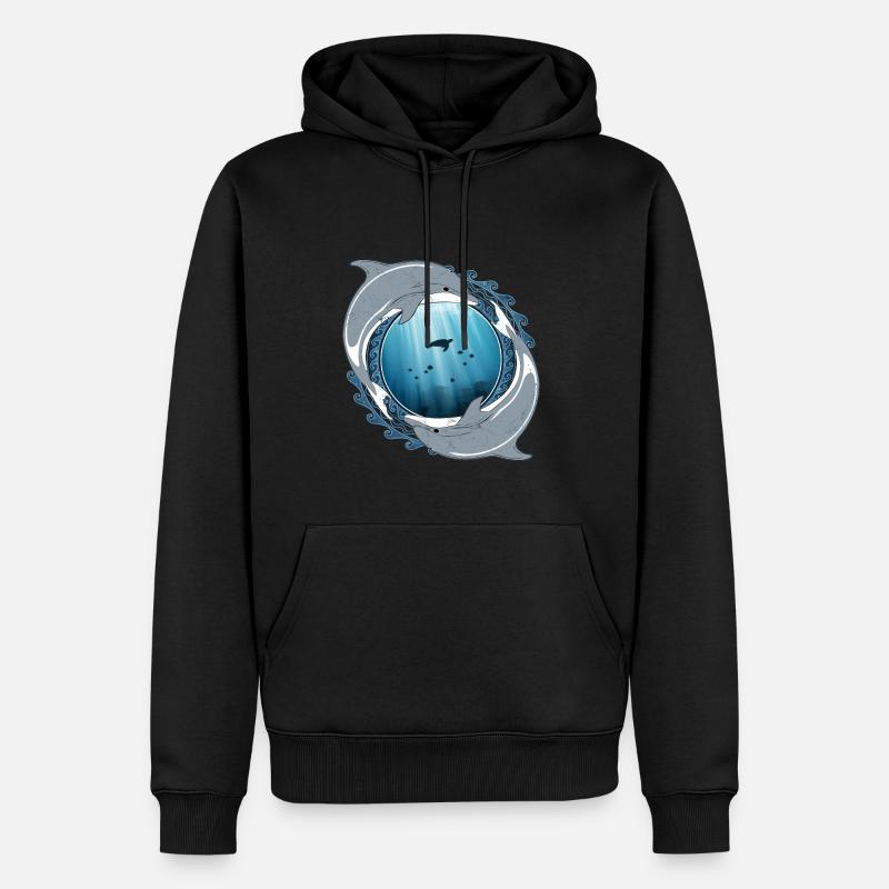 Delfine - Männer Premium Bio Hoodie - Schwarz