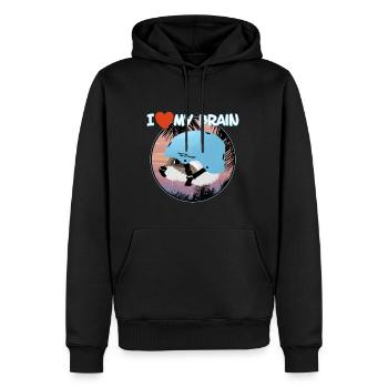 I love my brain Waschbär - Männer Premium Bio Hoodie - Schwarz - Vorne - Nico (187cm)