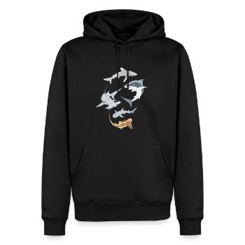 Haifische - Männer Premium Bio Hoodie - Schwarz - Vorne - Nico (187cm)