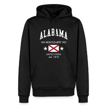 Alabama - Männer Premium Bio Hoodie - Schwarz - Vorne - Nico (187cm)