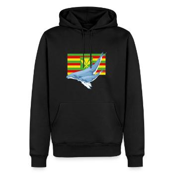 Kanaka Maoli Drapeau Baleines à bosse - Sweat à capuche Premium bio Homme - noir - Devant - Nico (187cm)