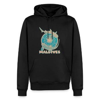 Maldives Requin léopard Requin de récif à pointe blanche - Sweat à capuche Premium bio Homme - noir - Devant - Nico (187cm)
