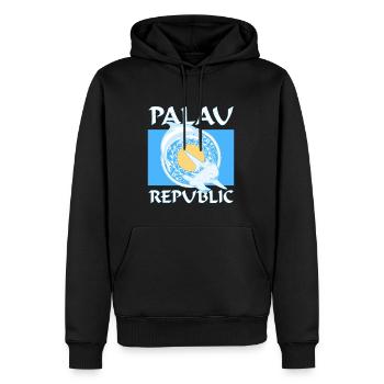 Requin-marteau et drapeau dauphin Palau - Sweat à capuche Premium bio Homme - noir - Devant - Nico (187cm)