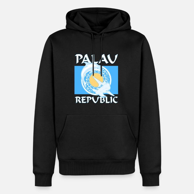 Requin-marteau et drapeau dauphin Palau - Sweat à capuche Premium bio Homme - noir