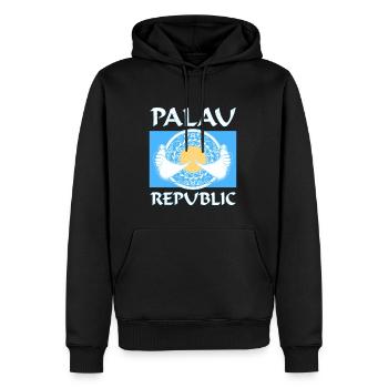 Palau Flagge Mantarochen - Männer Premium Bio Hoodie - Schwarz - Vorne - Nico (187cm)