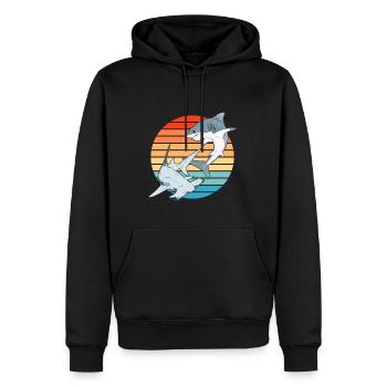 Requin-marteau et grand requin blanc - Sweat à capuche Premium bio Homme - noir - Devant - Nico (187cm)