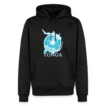 Tonga Zebrahai Weißspitzenriffhai - Männer Premium Bio Hoodie - Schwarz - Vorne - Nico (187cm)