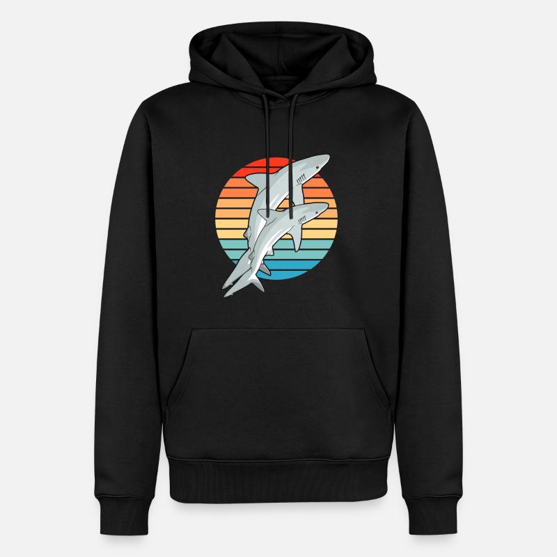 Requin de récif des Caraïbes - Sweat à capuche Premium bio Homme - noir