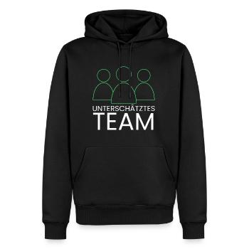 unterschätztes Team - Männer Premium Bio Hoodie - Schwarz - Vorne - Nico (187cm)