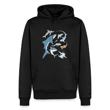Types de requins Espèces de requins - Sweat à capuche Premium bio Homme - noir - Devant - Nico (187cm)