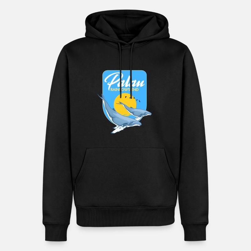 Palau Rainbow's End Buckelwale - Männer Premium Bio Hoodie - Schwarz