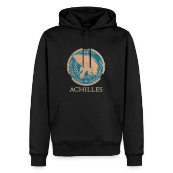 Achille guerrier grec - Sweat à capuche Premium bio Homme - noir - Devant - Nico (187cm)