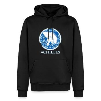 Achille guerrier grec - Sweat à capuche Premium bio Homme - noir - Devant - Nico (187cm)