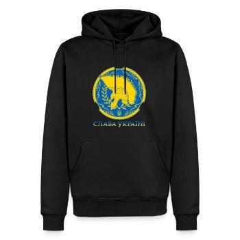 Slava Ukraini Слава Україні - Sweat à capuche Premium bio Homme - noir - Devant - Nico (187cm)