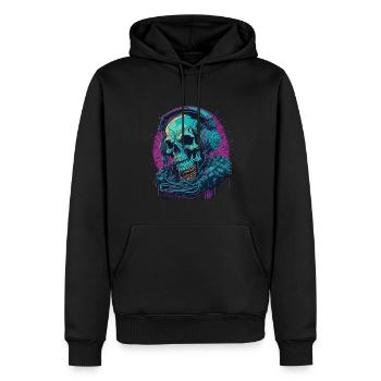 Punk Cyber Skull avec un design casque - Sweat à capuche Premium bio Homme - noir - Devant - Nico (187cm)