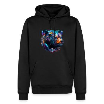 Geometric fauna, wild bear, geo wild - Men’s Premium Organic Hoodie - black - Front - Nico (187cm)