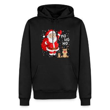 funny christmas santa claus - Sweat à capuche Premium bio Homme - noir - Devant - Nico (187cm)