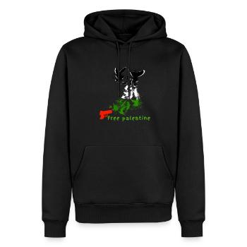 free palestine, doves, freedom, war, palestine - Men’s Premium Organic Hoodie - black - Front - Nico (187cm)