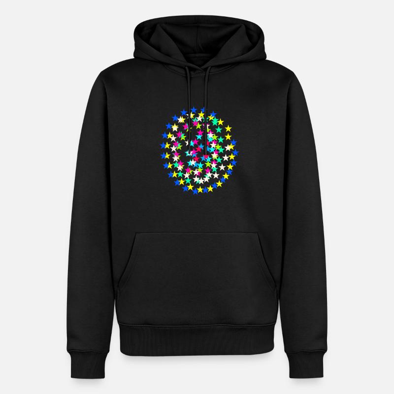 Sterne, bunte Sterne, Kreis - Männer Premium Bio Hoodie - Schwarz