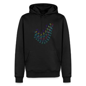 Noten, Musik, bunte Noten - Männer Premium Bio Hoodie - Schwarz - Vorne - Nico (187cm)