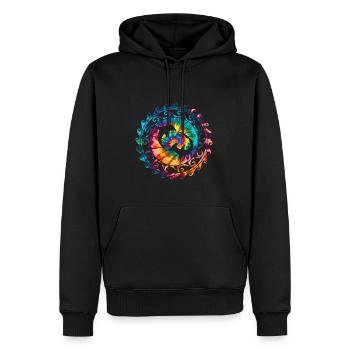 Hammerhai und Delfin Tie Dye - Männer Premium Bio Hoodie - Schwarz - Vorne - Nico (187cm)