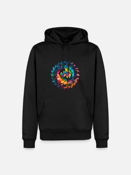 Requin-marteau et dauphin Tie Dye - Sweat à capuche Premium bio Homme - noir