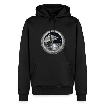 hecht,fisch,illustration,schwarz-weiß,meer,kreis - Männer Premium Bio Hoodie - Schwarz - Vorne - Nico (187cm)