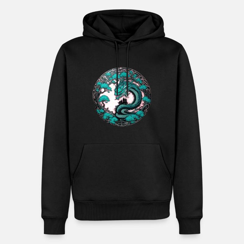 drache,chinesischer drache,gothic,tattoo - Männer Premium Bio Hoodie - Schwarz