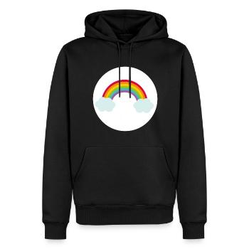 Ours porte-bonheur, Costume, Arc-en-ciel, Rose - Sweat à capuche Premium bio Homme - noir - Devant - Nico (187cm)