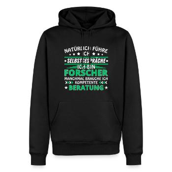 Ich führe Selbstgespräche - Forscher Edition - Männer Premium Bio Hoodie - Schwarz - Vorne - Nico (187cm)