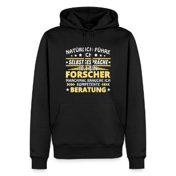 Ich führe Selbstgespräche - Forscher Edition - Männer Premium Bio Hoodie - Schwarz - Vorne - Nico (187cm)