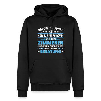Ich führe Selbstgespräche - Zimmerer Edition - Männer Premium Bio Hoodie - Schwarz - Vorne - Nico (187cm)
