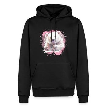 Polar Bear, Bear, Baby Polar Bear,pink - Men’s Premium Organic Hoodie - black - Front - Nico (187cm)