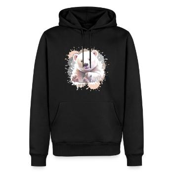 Eisbär, Bär, Babyeisbär,beige - Männer Premium Bio Hoodie - Schwarz - Vorne - Nico (187cm)
