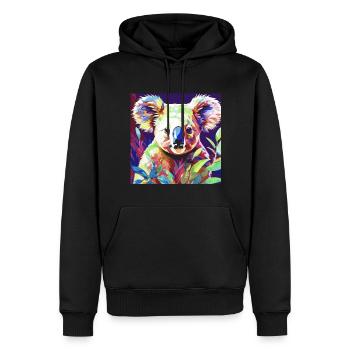 Koala, koala ours, illustration - Sweat à capuche Premium bio Homme - noir - Devant - Nico (187cm)
