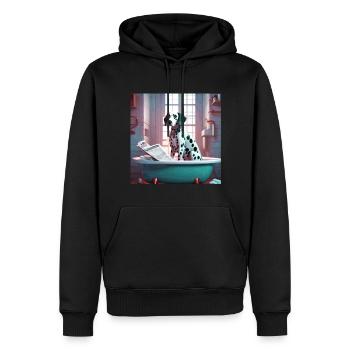 Dalmatiner in der Wanne, Zeitung lesen,retro - Männer Premium Bio Hoodie - Schwarz - Vorne - Nico (187cm)