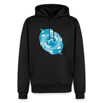 Fille de Poséidon - Sweat à capuche Premium bio Homme - noir - Devant - Nico (187cm)