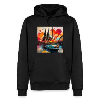 kölner dom,dom,koeln,herzen,malerei,herzen - Männer Premium Bio Hoodie - Schwarz - Vorne - Nico (187cm)