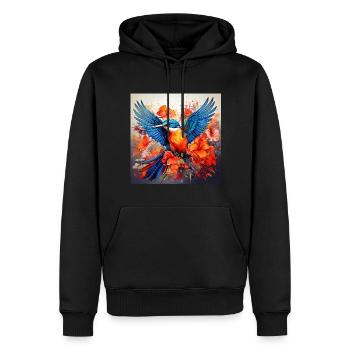 Eisvogel,Kolibri, Hibiskus,Blumen,bunt,malerei - Männer Premium Bio Hoodie - Schwarz - Vorne - Nico (187cm)