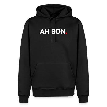 NA JA | Minimalistischer humoristischer Ausdruck - Männer Premium Bio Hoodie - Schwarz - Vorne - Nico (187cm)