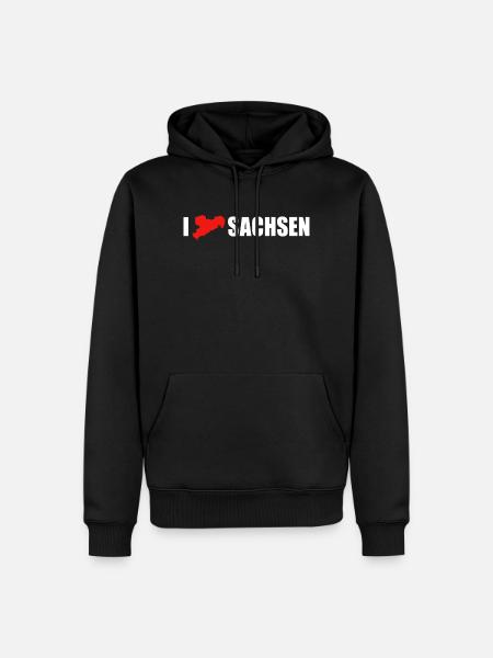 I love Sachsen - Männer Premium Bio Hoodie - Schwarz