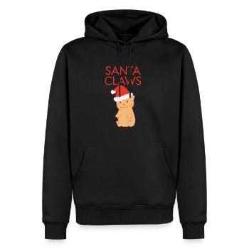 Funny Santa Claws Cute Cat joyeux Noël ironique - Sweat à capuche Premium bio Homme - noir - Devant - Nico (187cm)