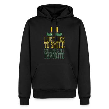 J'aime juste sourire, sourire mes elfes préférés - Sweat à capuche Premium bio Homme - noir - Devant - Nico (187cm)