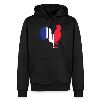 France Gallic Coq En Français Drapeau Couleur Français - Sweat à capuche Premium bio Homme - noir - Devant - Nico (187cm)